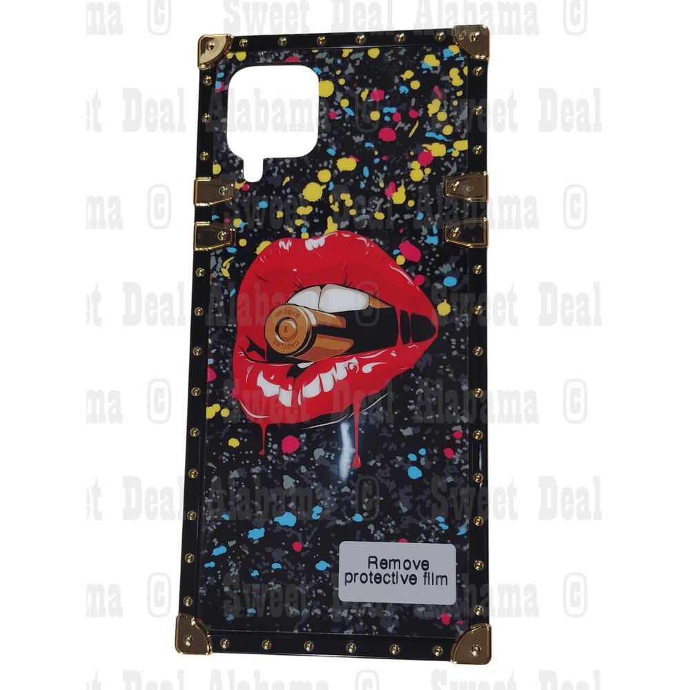 FX Cellphone Case For Samsung A12 5G Phone w/ Strap & Stand, Bullet Lips Graphic